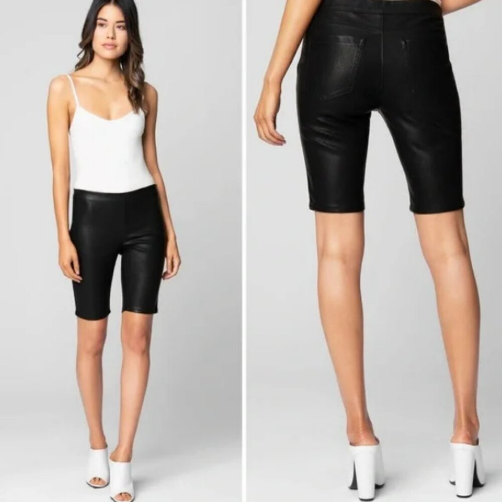 Blank NYC Deja Boo Faux Leather Bike Shorts Size 25 Women's Black Vegan Pull On